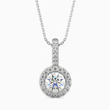 Round Halo Drop Pendant with Pave Crystals