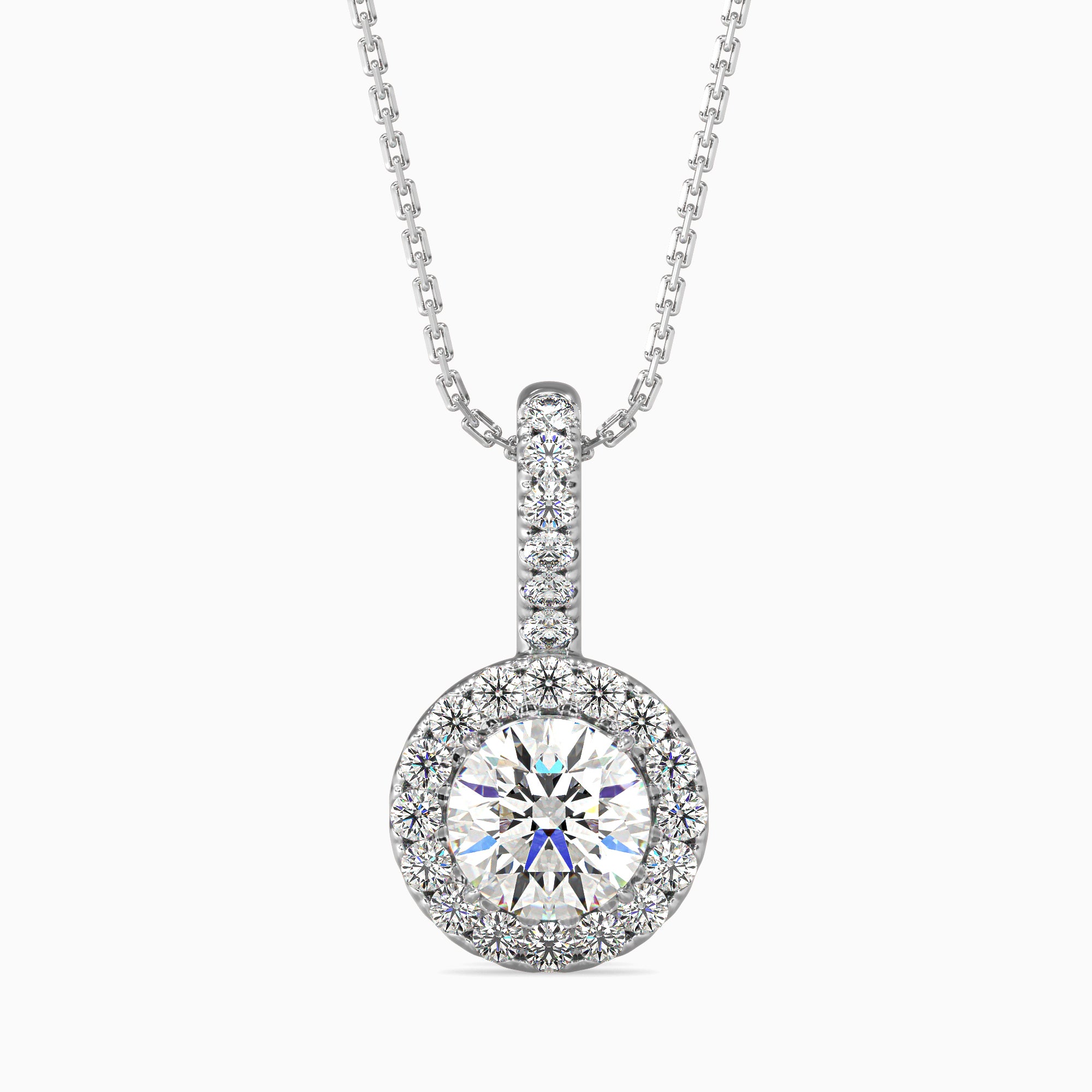 Round Halo Drop Pendant with Pave Crystals