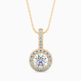 Round Halo Drop Pendant with Pave Crystals