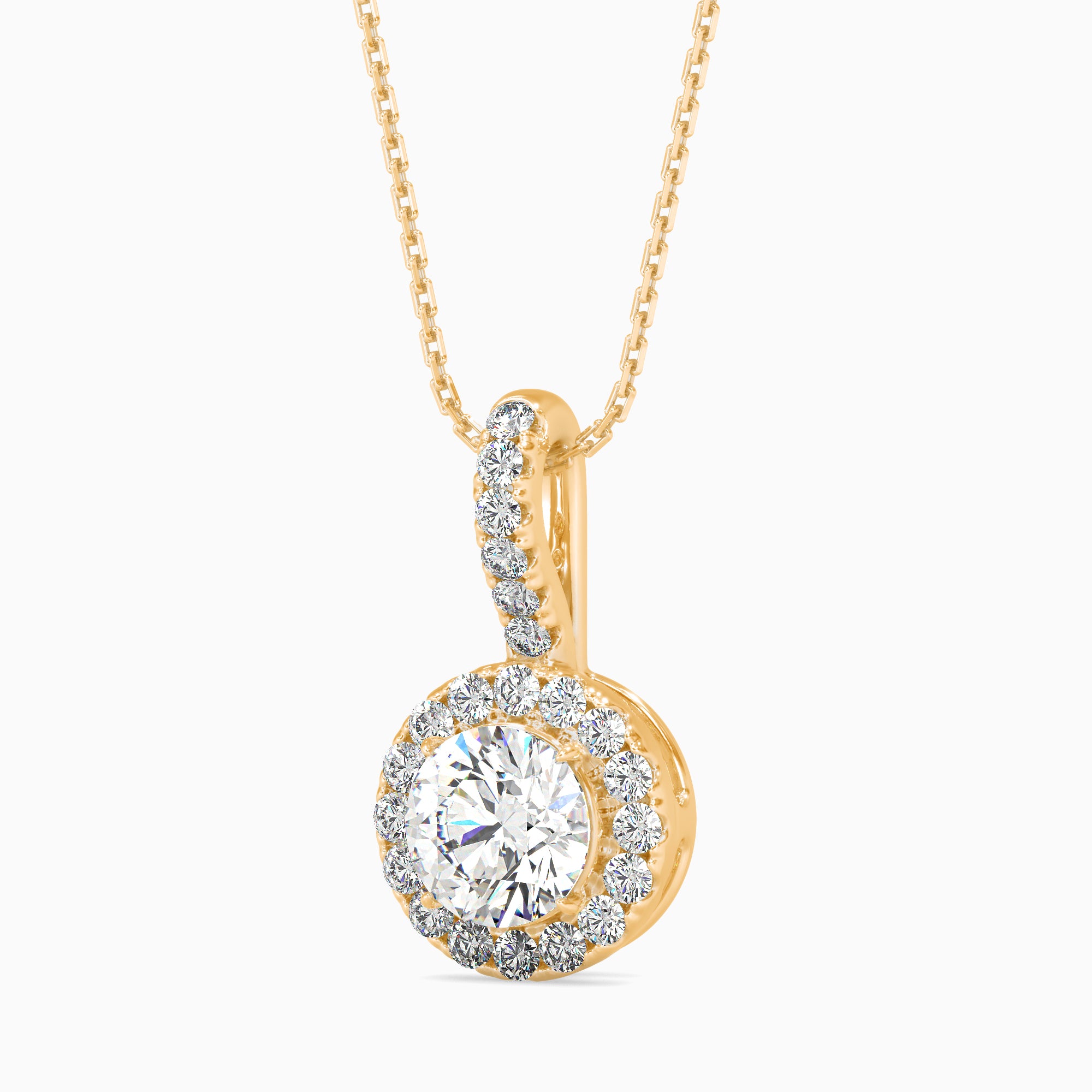 Round Halo Drop Pendant with Pave Crystals