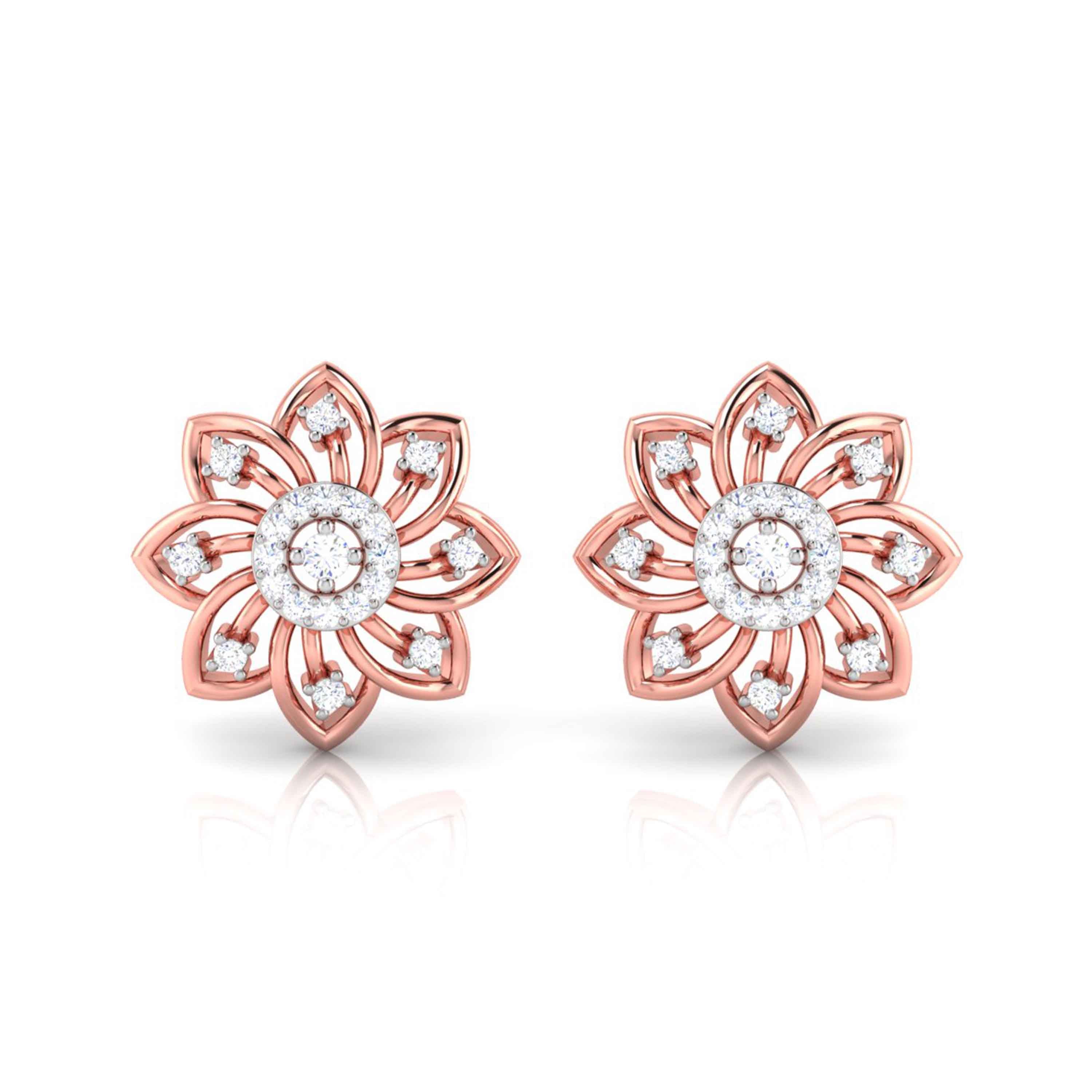 Blooming Floral Stud Earrings (with Screw)