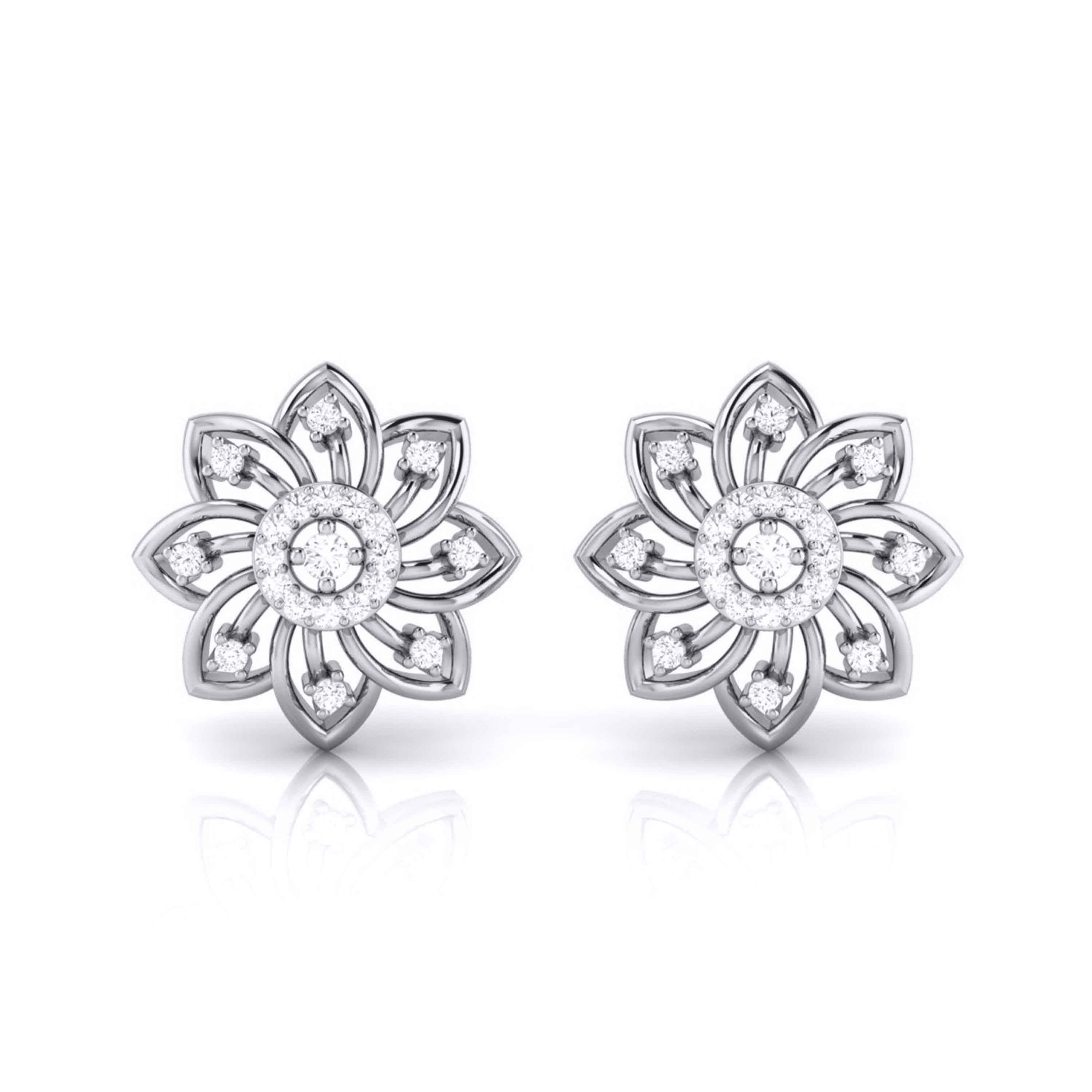 Blooming Floral Stud Earrings (with Screw)