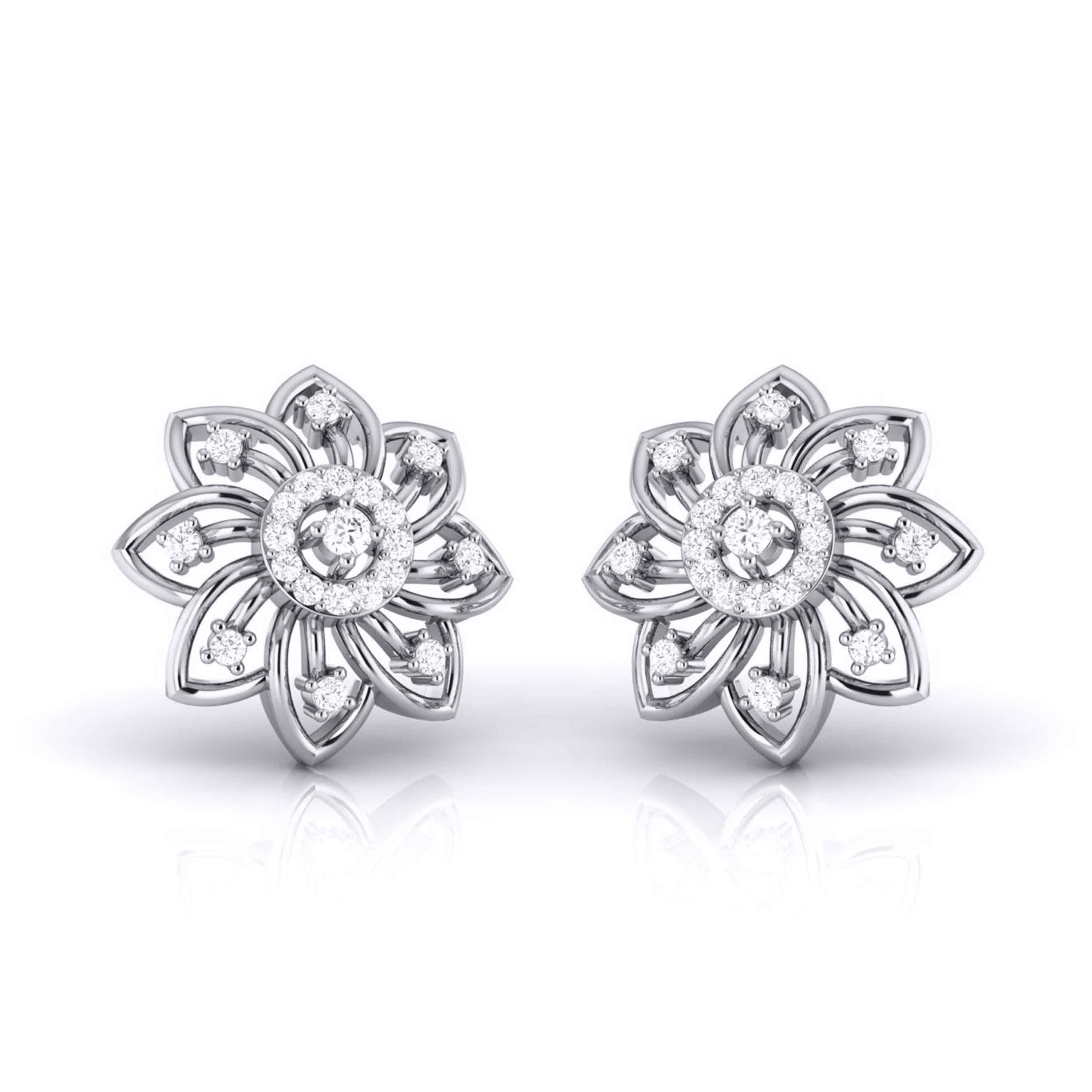 Blooming Floral Stud Earrings (with Screw)