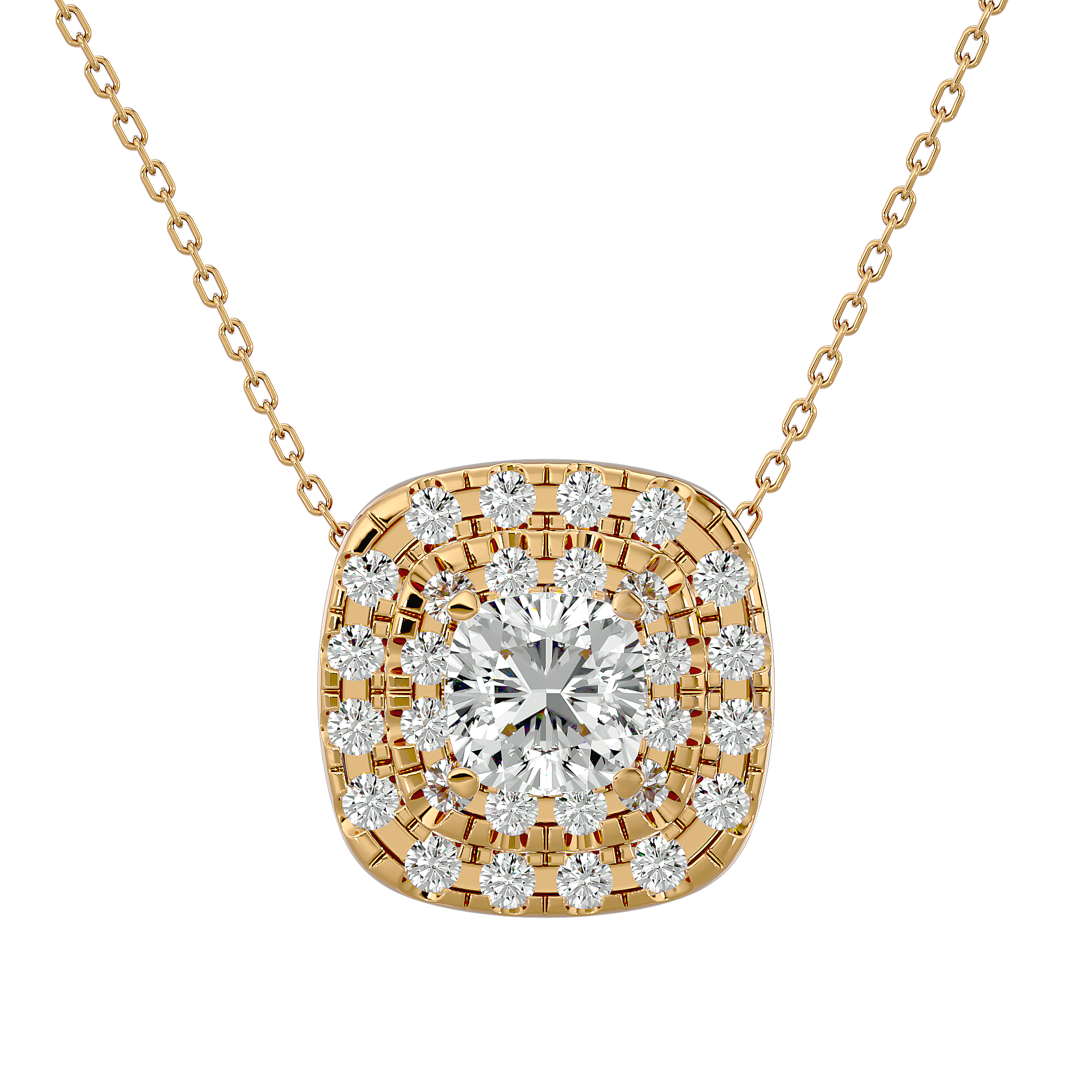 Radiant Double Halo Pendant