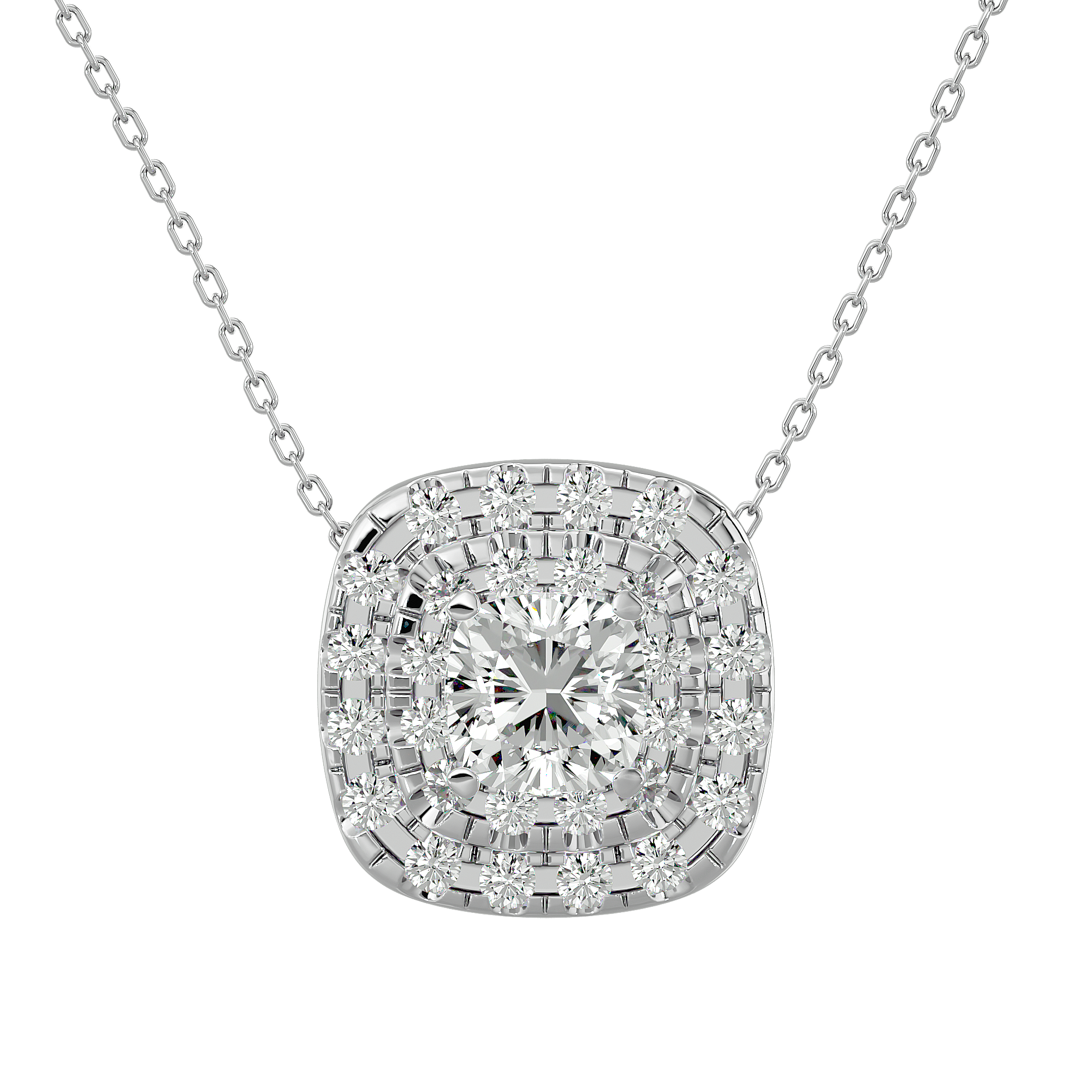 Radiant Double Halo Pendant