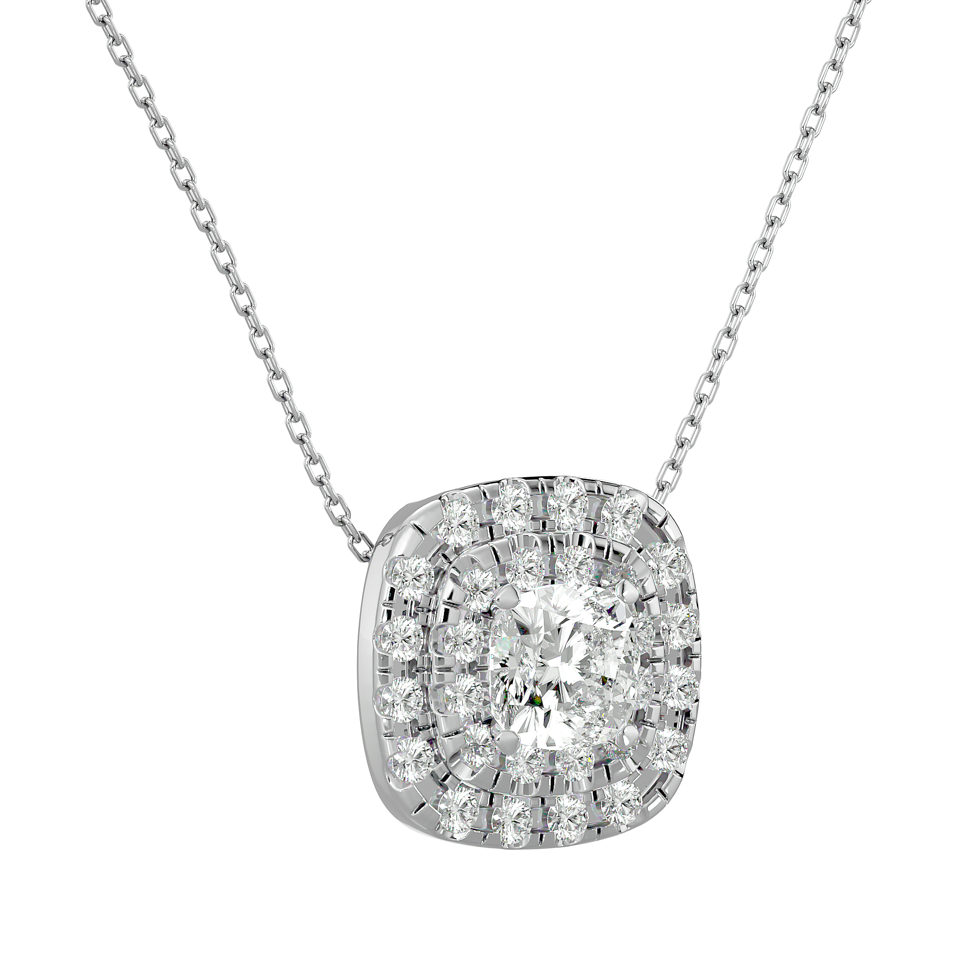 Radiant Double Halo Pendant