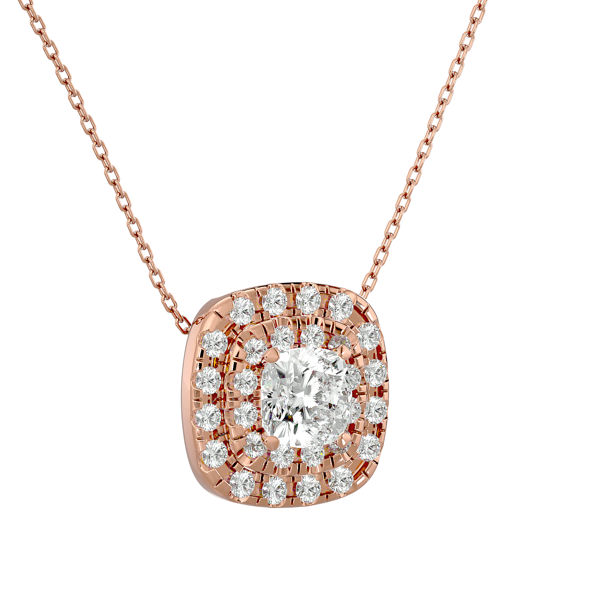 Radiant Double Halo Pendant