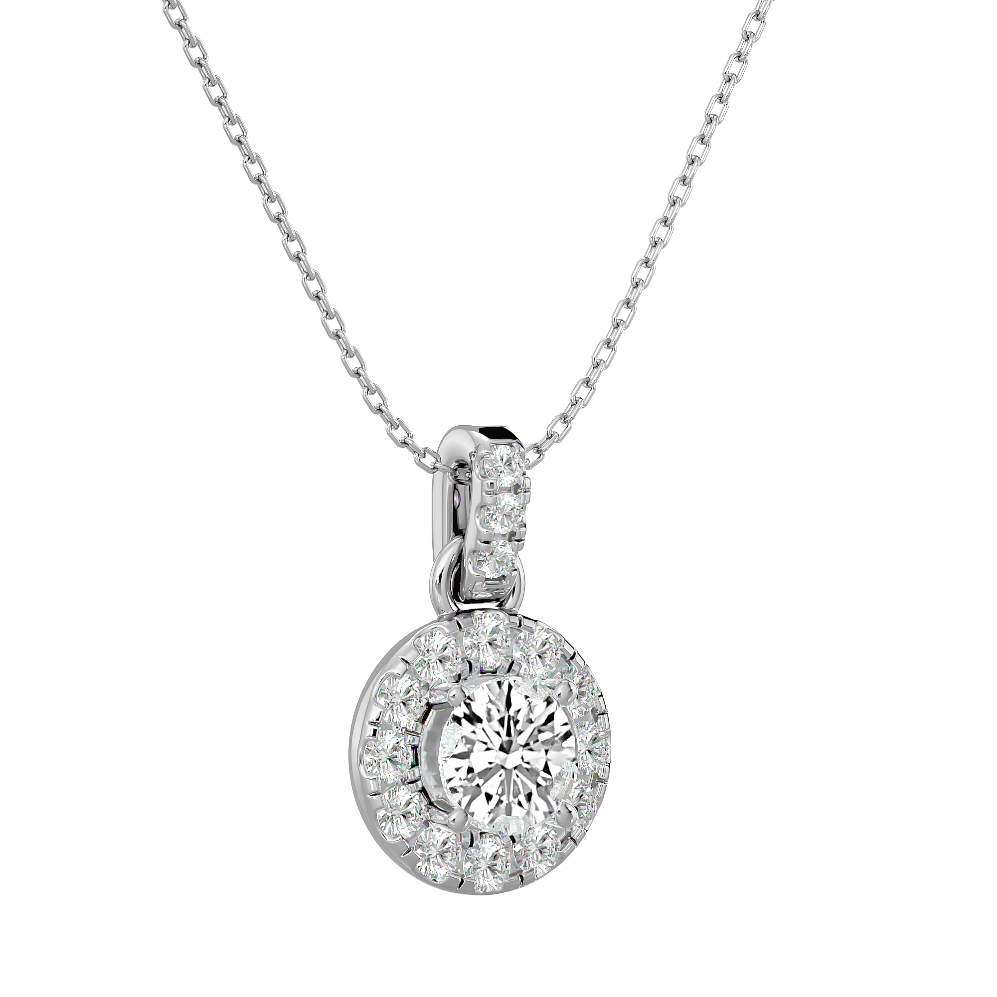 Classic Halo Solitaire Pendant