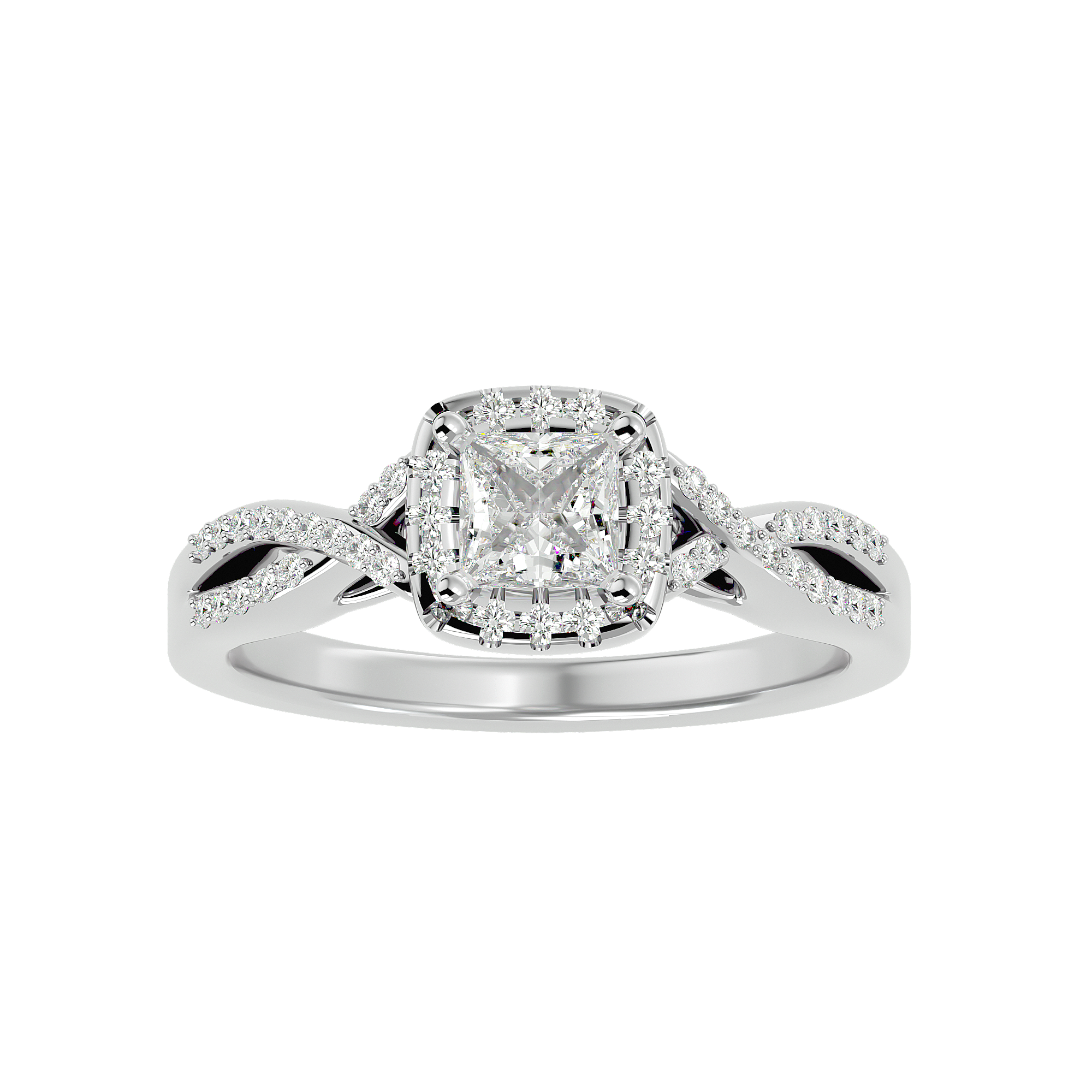 Golden Elegance Cushion Diamond Engagement Ring