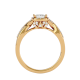 Golden Elegance Cushion Diamond Engagement Ring