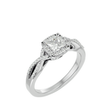 Golden Elegance Cushion Diamond Engagement Ring