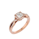 Golden Elegance Cushion Diamond Engagement Ring