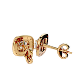 Double Halo Cushion Diamond Stud Earrings (with Screw)