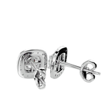 Double Halo Cushion Diamond Stud Earrings (with Screw)