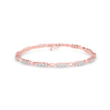 Alternating Oval and Diamond Tennis Bracelet