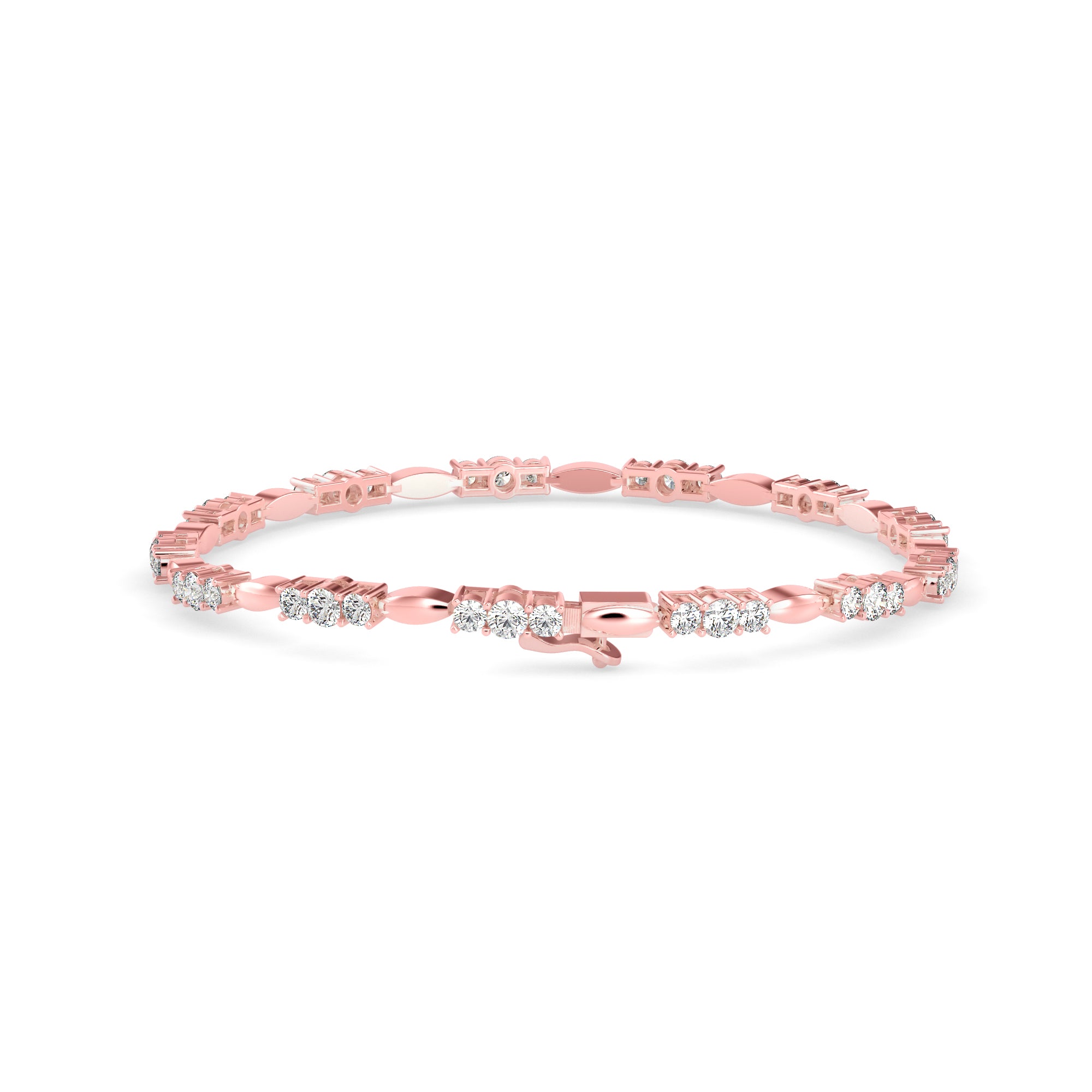 Alternating Oval and Diamond Tennis Bracelet