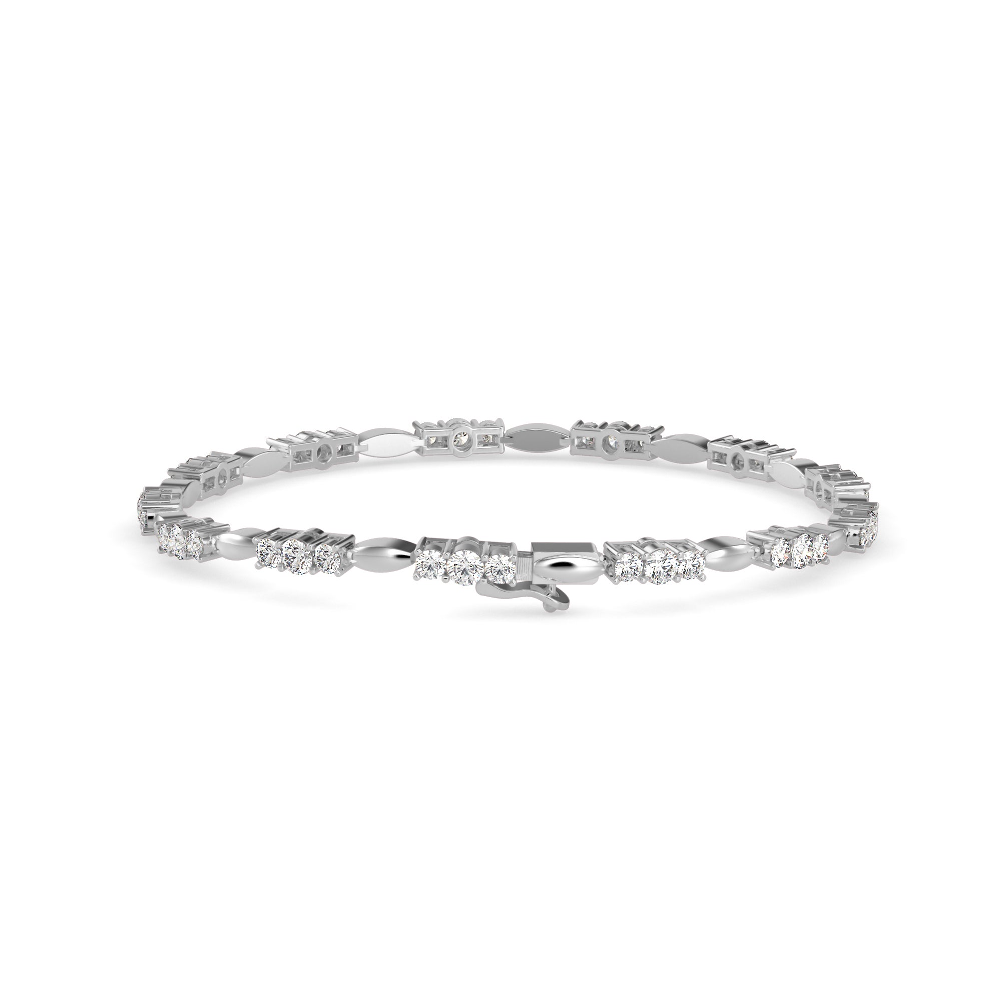 Alternating Oval and Diamond Tennis Bracelet