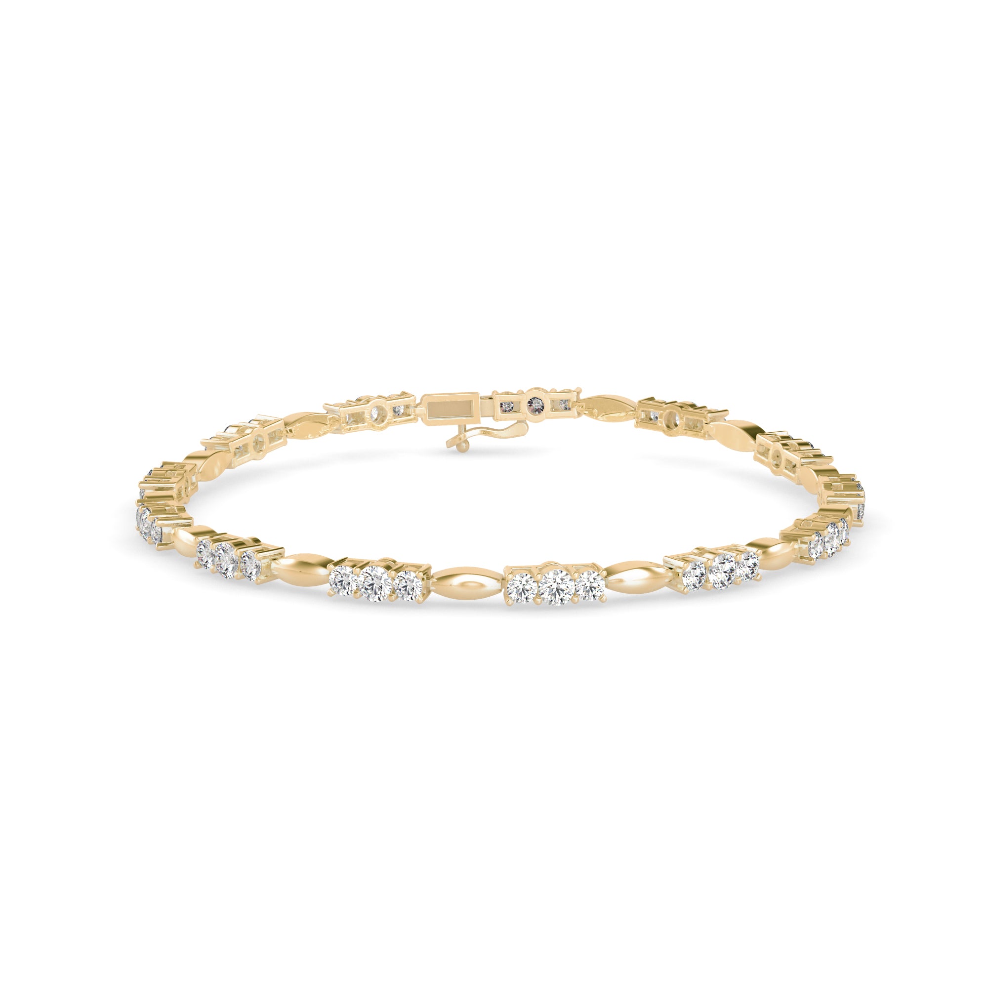 Alternating Oval and Diamond Tennis Bracelet