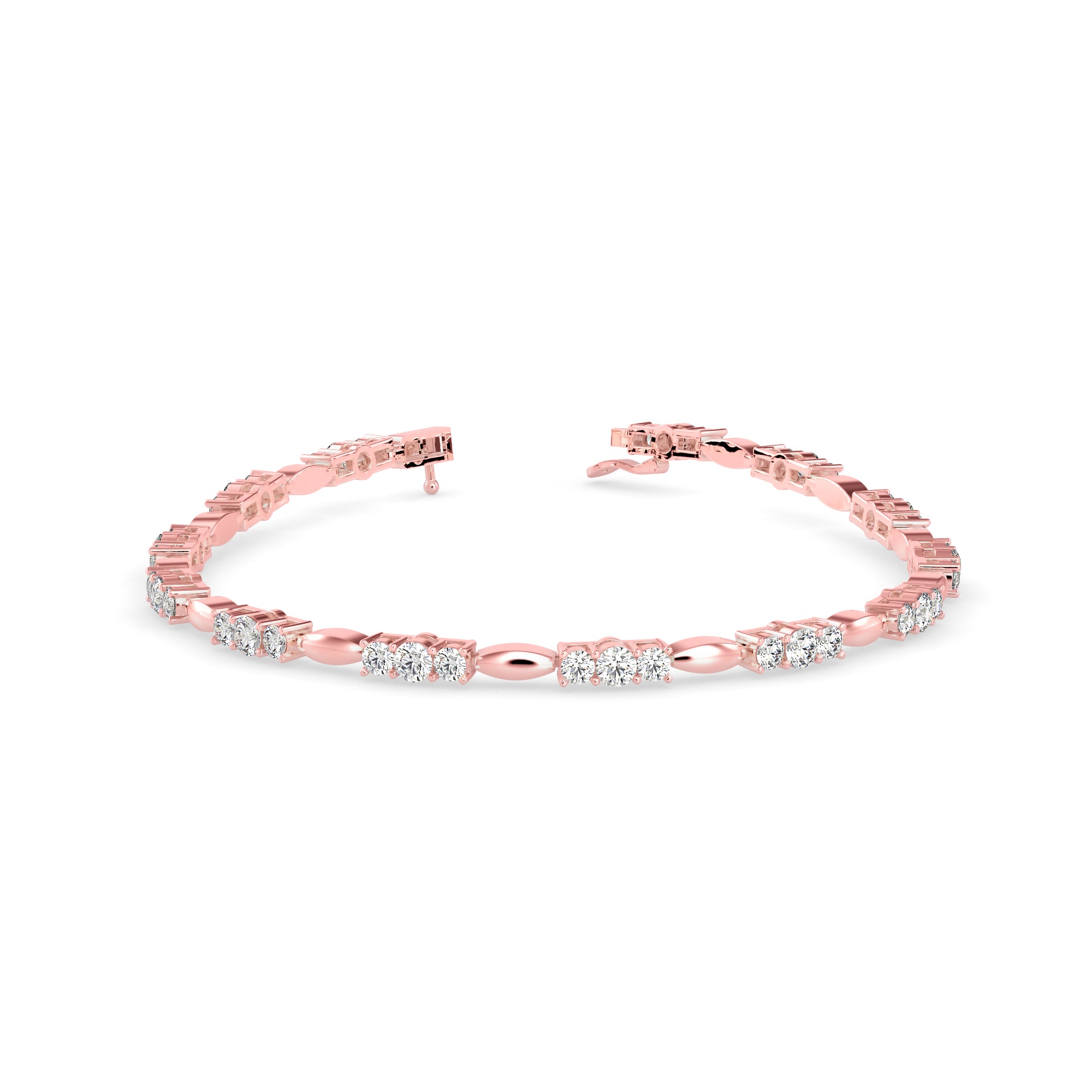 Alternating Oval and Diamond Tennis Bracelet