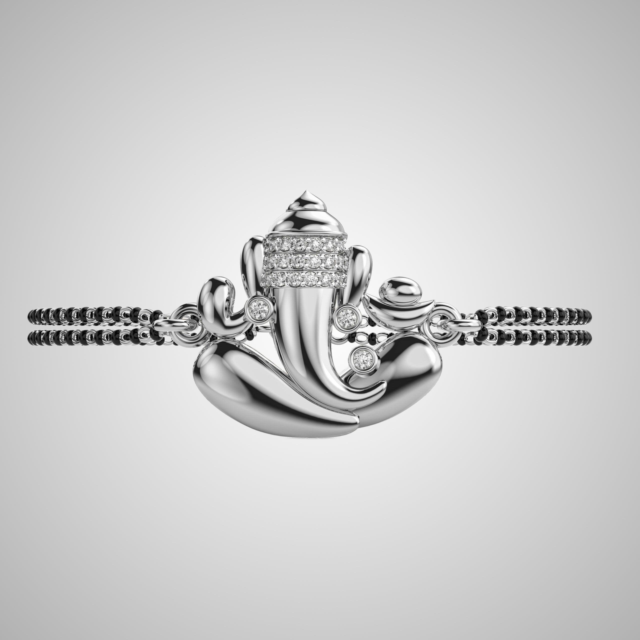 Om Ganesh Diamond Mangalsutra Bracelet (With Chain) – Brilliantany
